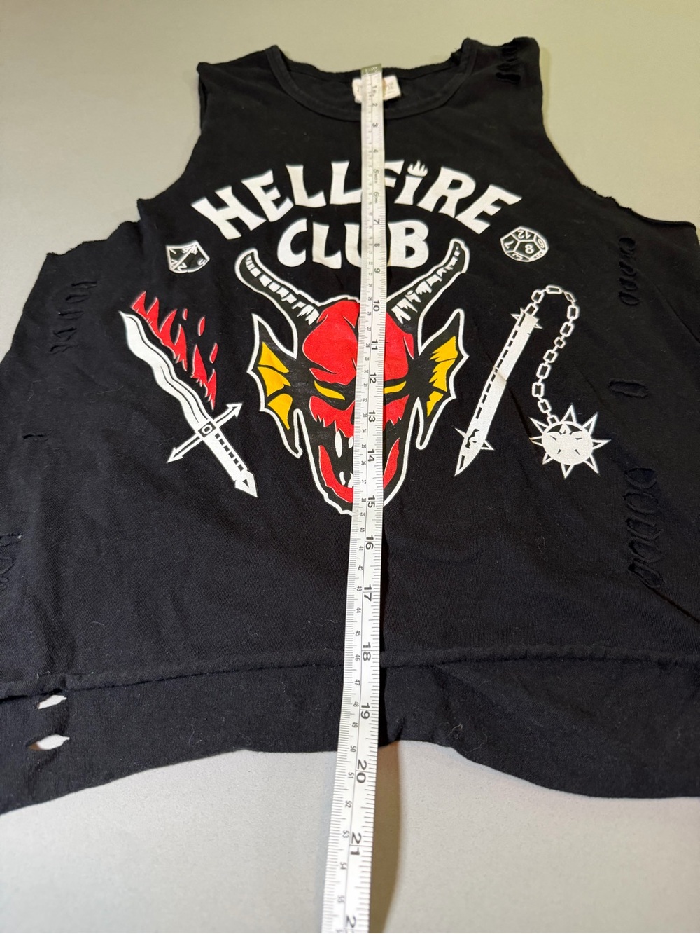 Stranger Things Hellfire Club Distressed & Ripped Sleeveless Top - Picture 5 of 7